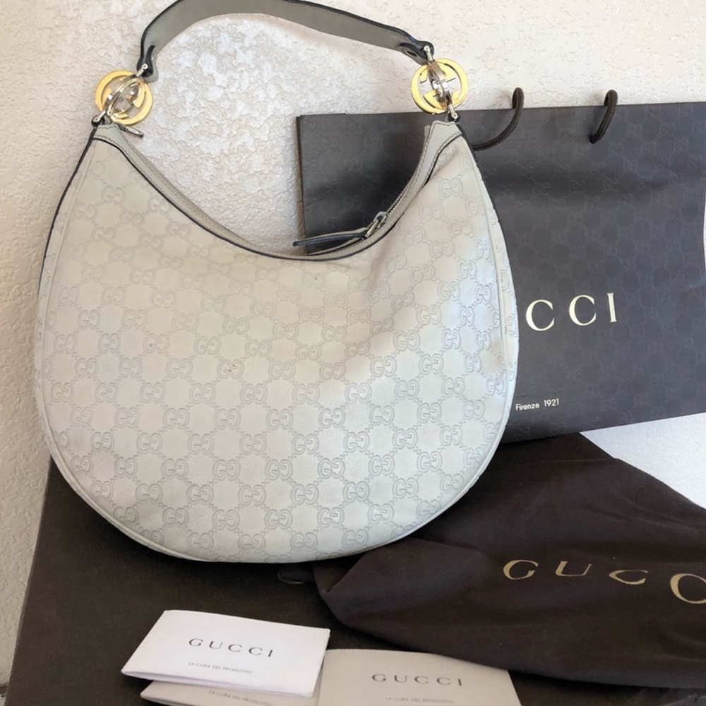 Beige leather hand bag